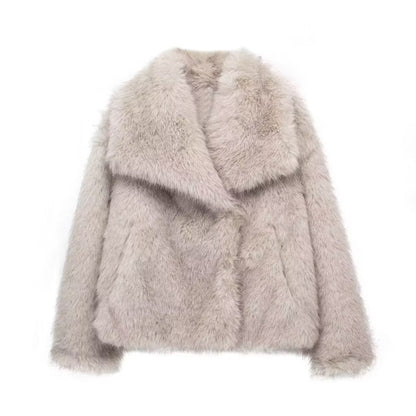 Dames Kunstbontjas Oversized Pasvorm Korte Lengte