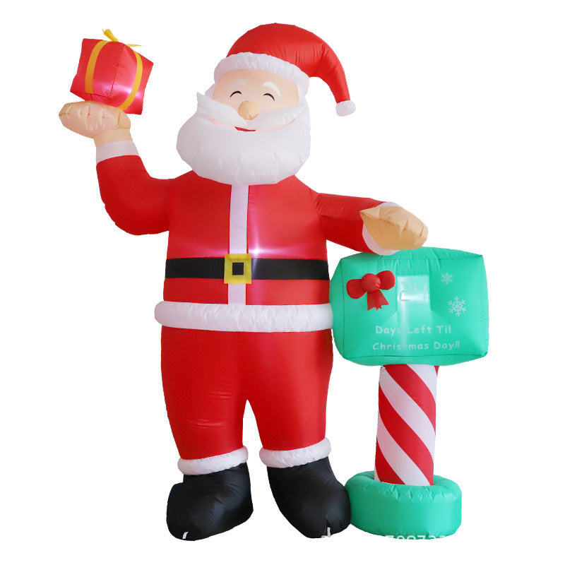 Kerstbeerpret – Opblaasbare kerstman op ijsbeer met LED-verlichting