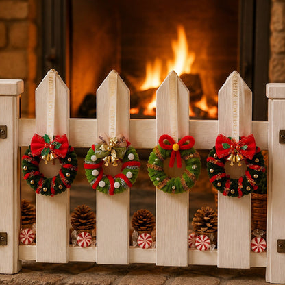 Roodgroene Kerstkrans Cadeaulint – Feestelijke Deur- en Wanddecoratie