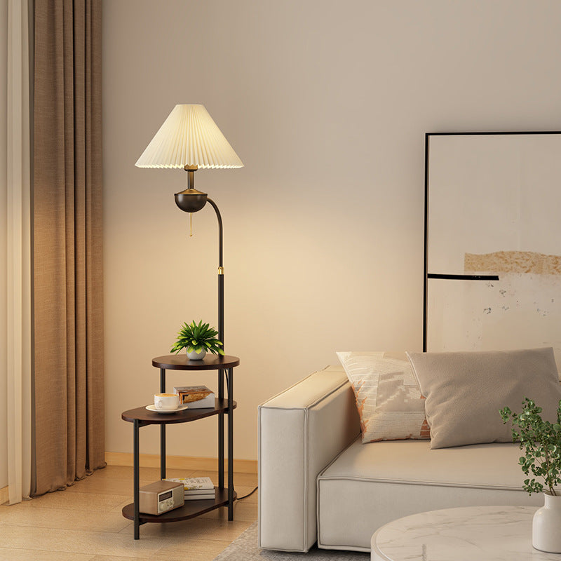 Lunetta – Moderne vloerlamp met bijzettafel en plissé kap