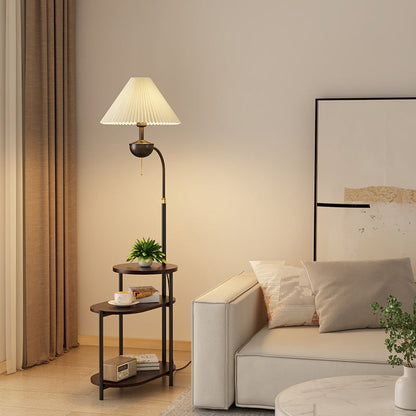 Lunetta – Moderne vloerlamp met bijzettafel en plissé kap
