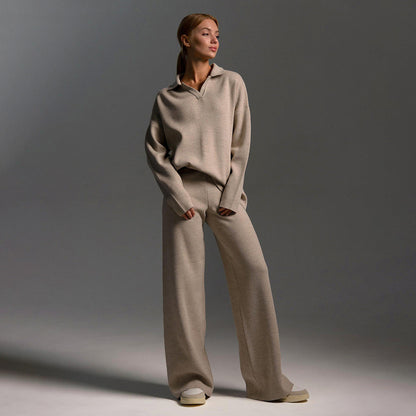 ZandRust Lounge Set Dames met Oversized Sweater en Wijde Broek