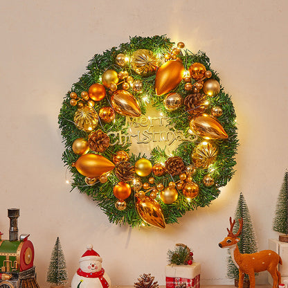Goudlicht Kerstkrans met Warmwitte Verlichting en Gouden Accenten