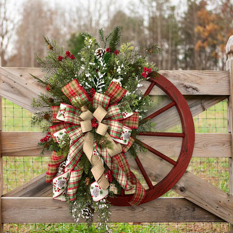 Kerstkrans Landelijk Roodbloem 60 cm – Rustieke Kerstdecoratie