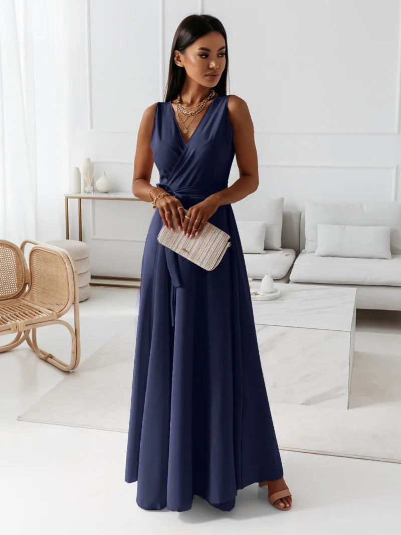 Elegante Fluweelval Wikkeljurk Maxi Dames Bruiloft Gast Jurk