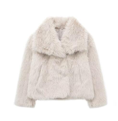 Dames Kunstbontjas Oversized Pasvorm Korte Lengte