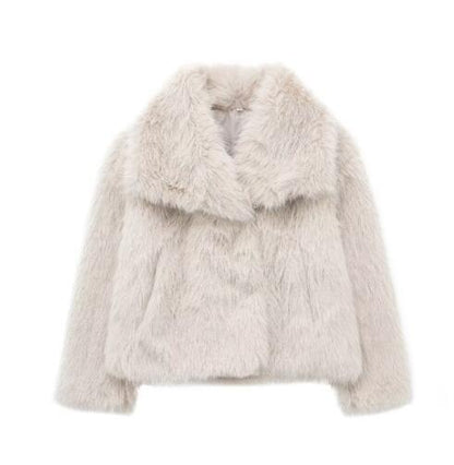 Dames Kunstbontjas Oversized Pasvorm Korte Lengte