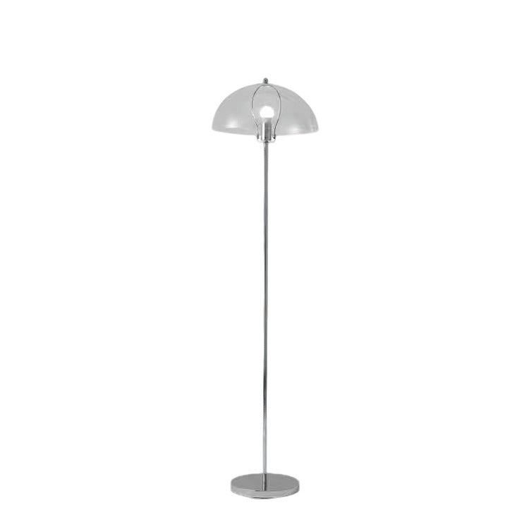 Chromelle moderne vloerlamp met chromen standaard en koepelkap