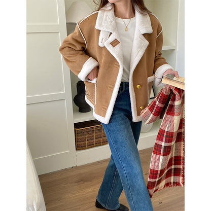 Dames Oversized Teddyjack – Lange Jas met Flapkraag
