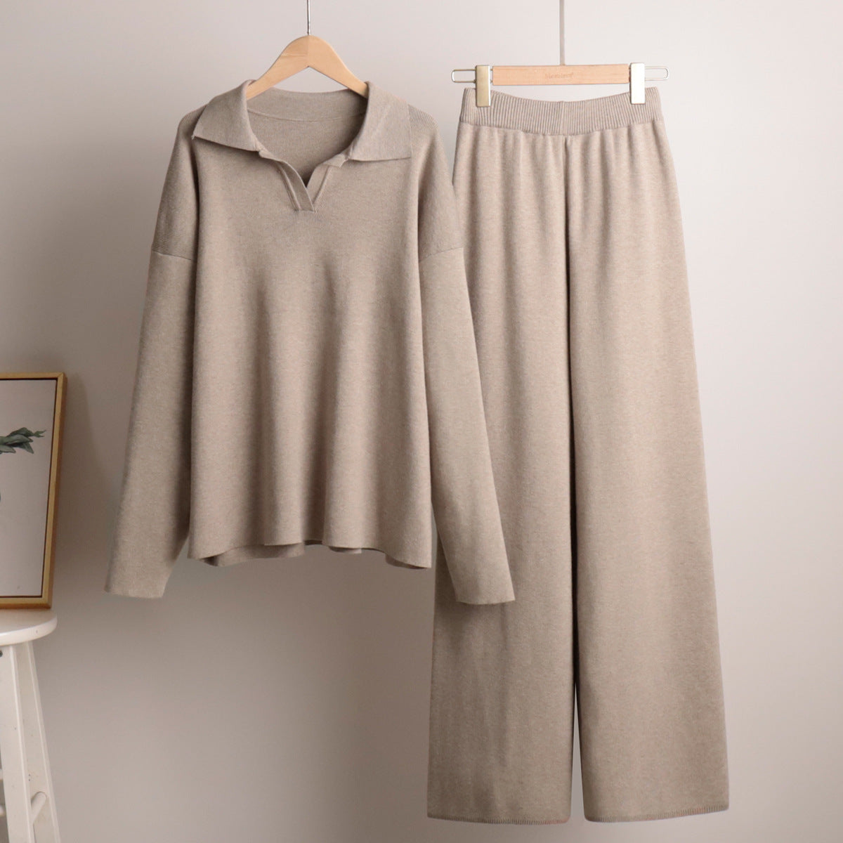 ZandRust Lounge Set Dames met Oversized Sweater en Wijde Broek