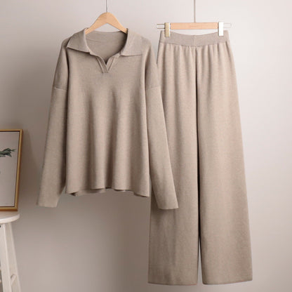ZandRust Lounge Set Dames met Oversized Sweater en Wijde Broek