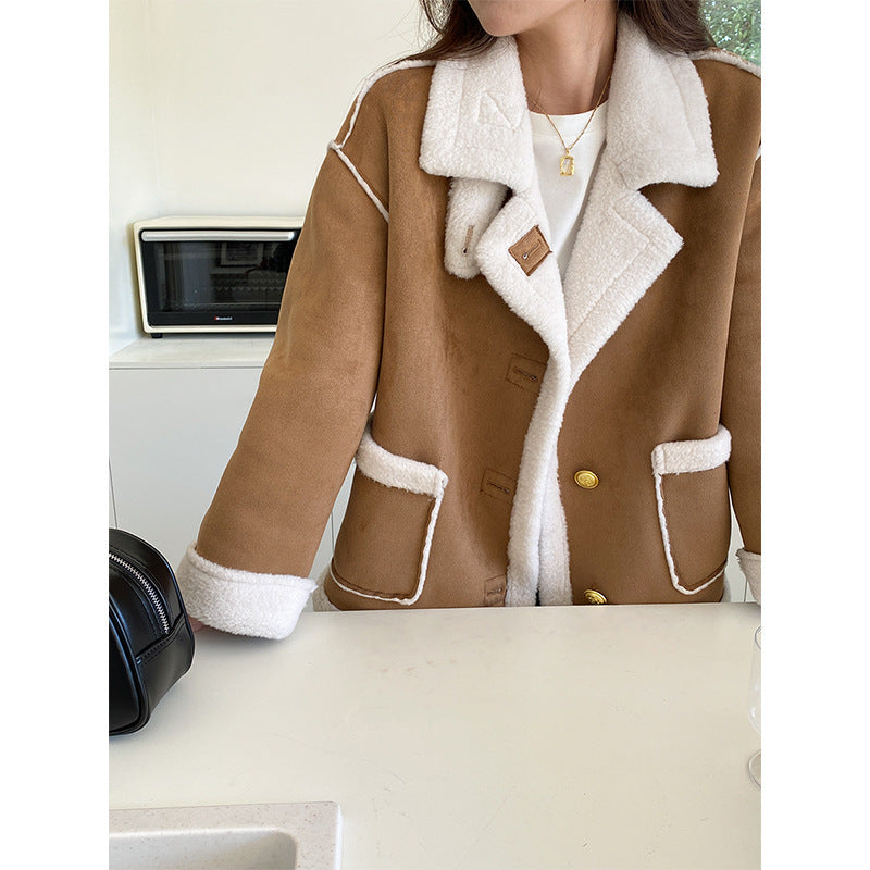 Dames Oversized Teddyjack – Lange Jas met Flapkraag