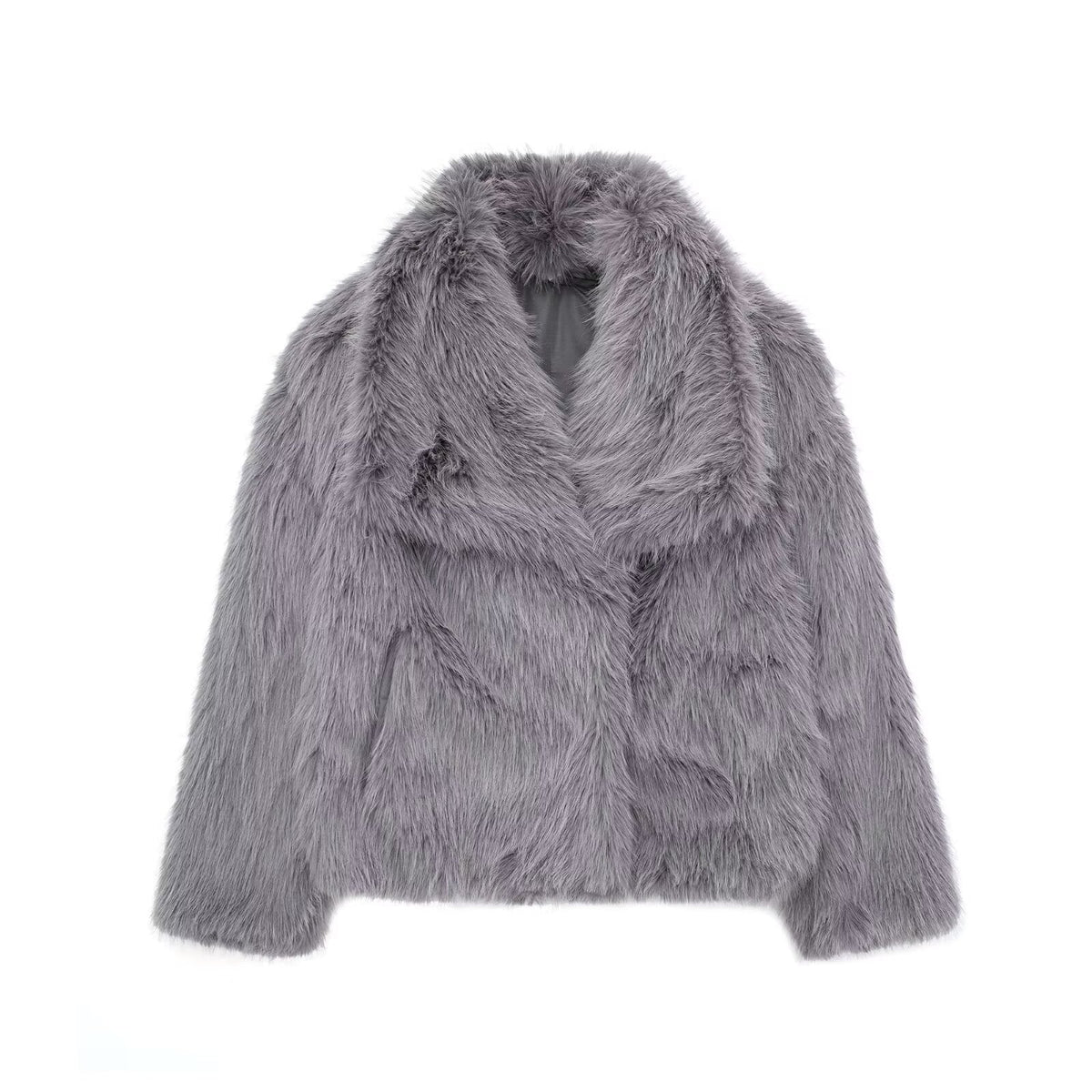 Dames Kunstbontjas Oversized Pasvorm Korte Lengte