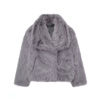 Dames Kunstbontjas Oversized Pasvorm Korte Lengte