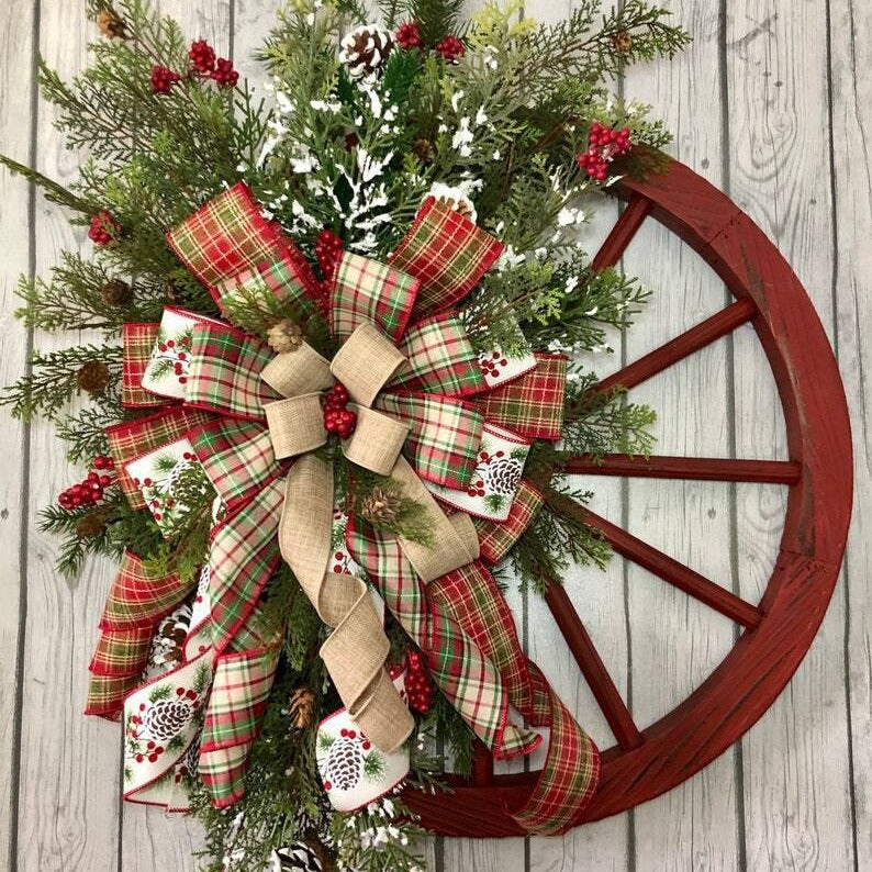 Kerstkrans Landelijk Roodbloem 60 cm – Rustieke Kerstdecoratie