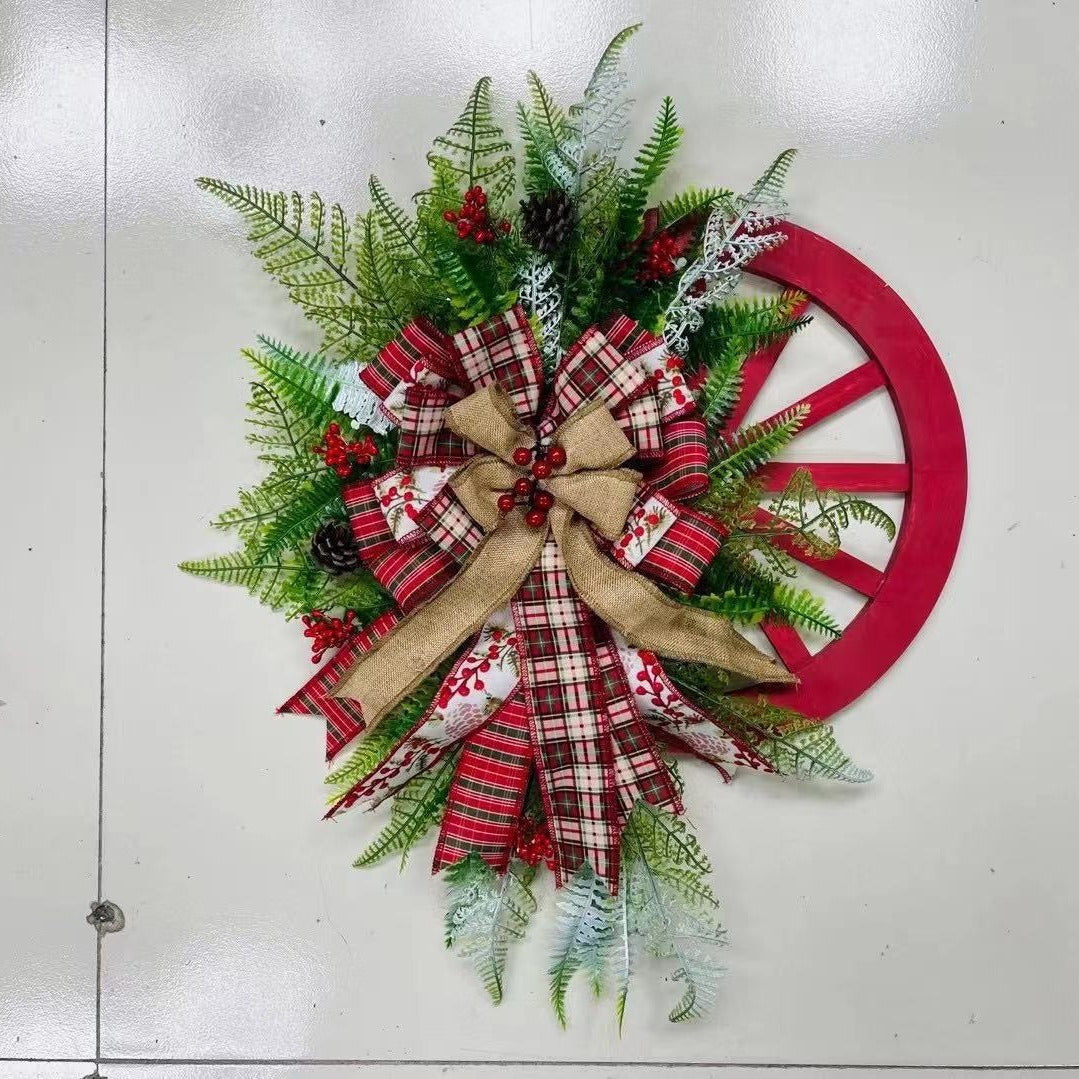 Kerstkrans Landelijk Roodbloem 60 cm – Rustieke Kerstdecoratie