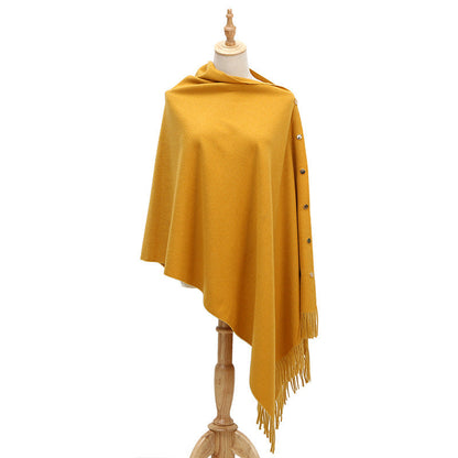 Dames Ponchojas met Knopen – Elegante Gebreide Lente & Herfst Stijl