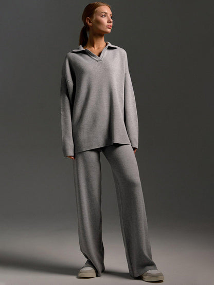 ZandRust Lounge Set Dames met Oversized Sweater en Wijde Broek