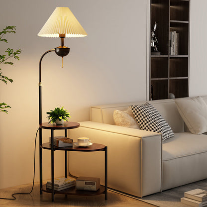 Lunetta – Moderne vloerlamp met bijzettafel en plissé kap