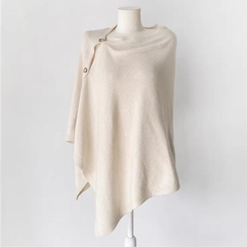 Dames Ponchojas met Knopen – Elegante Gebreide Lente & Herfst Stijl