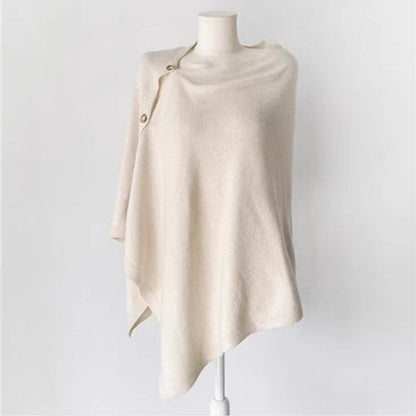 Dames Ponchojas met Knopen – Elegante Gebreide Lente & Herfst Stijl