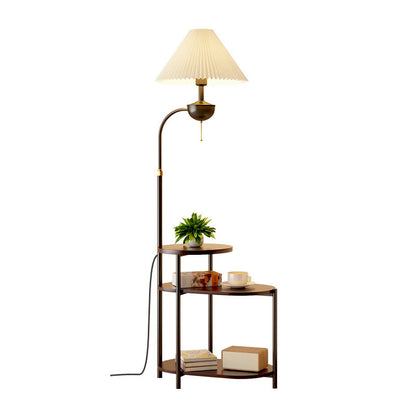 Lunetta – Moderne vloerlamp met bijzettafel en plissé kap