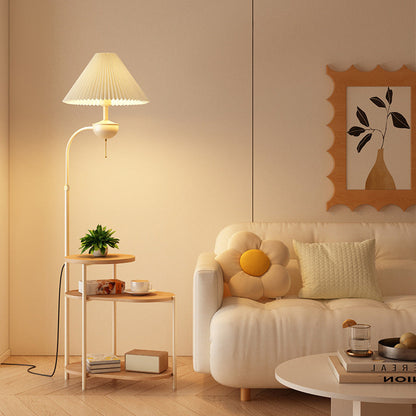 Lunetta – Moderne vloerlamp met bijzettafel en plissé kap