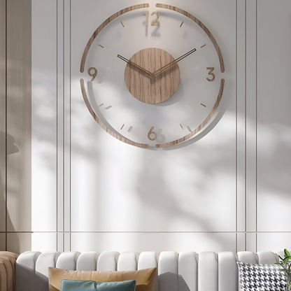Moderne Houten Wandklok – Stille Klok met Grote Cijfers