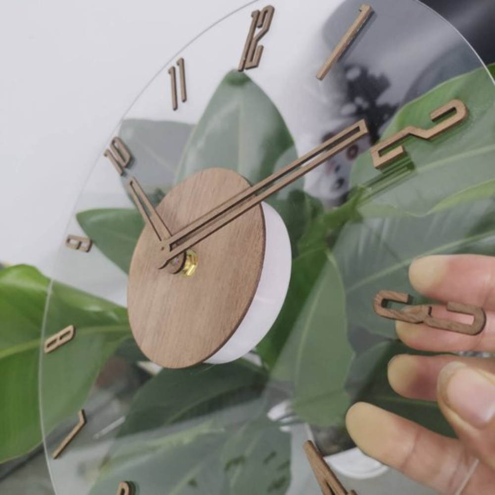 Moderne Houten Wandklok – Stille Klok met Grote Cijfers