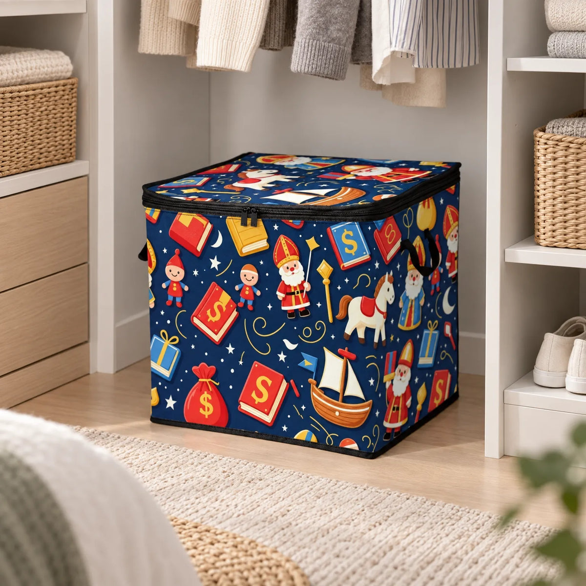 Feestopruim – Blauwe Opbergbox met Ritssluiting en Deksel