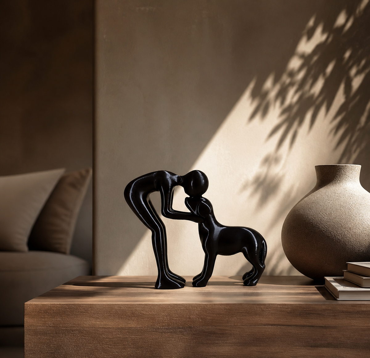 Abstract Beeldje Mens en Huisdier – Betekenisvolle Woondecoratie