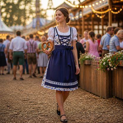 Dames Oktoberfest Dirndl BloemRetro – Feestelijke Beierse Jurk