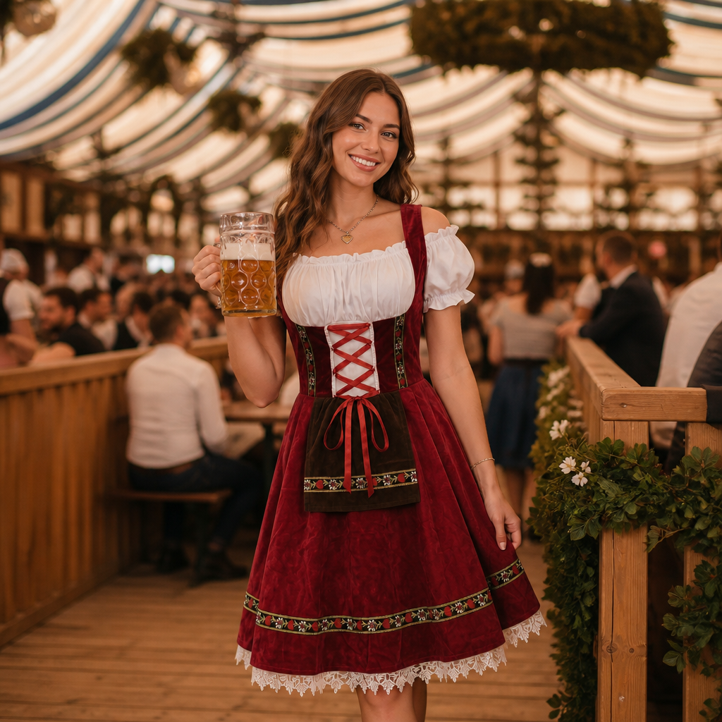 BloemFeest Dames Dirndl Jurk – Klassieke Oktoberfest Stijl