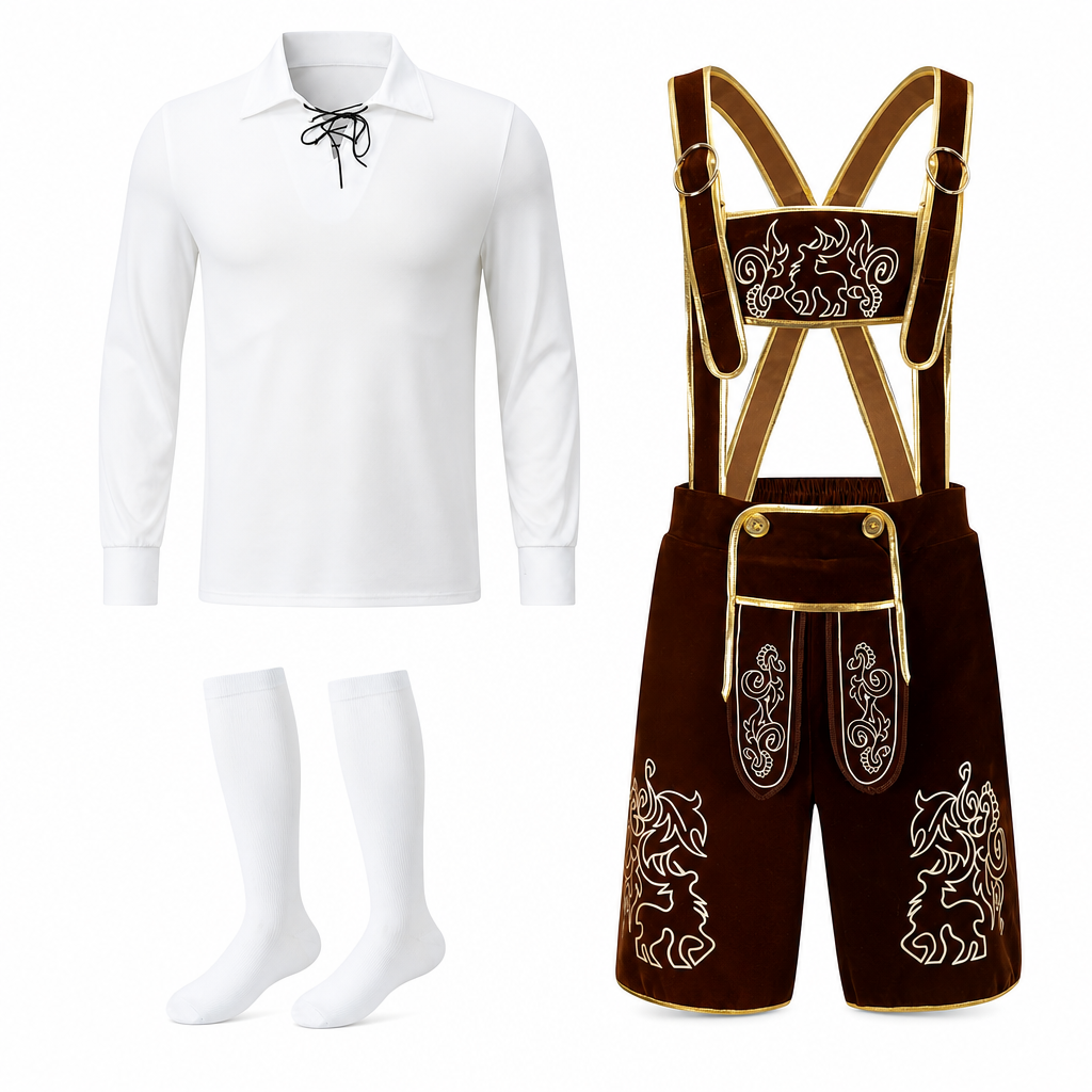 Heren Oktoberfest Kostuum 3-Delig BeierseFeest – Top en Broek