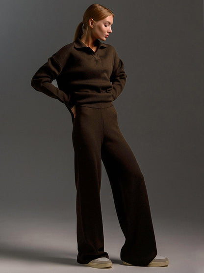 ZandRust Lounge Set Dames met Oversized Sweater en Wijde Broek