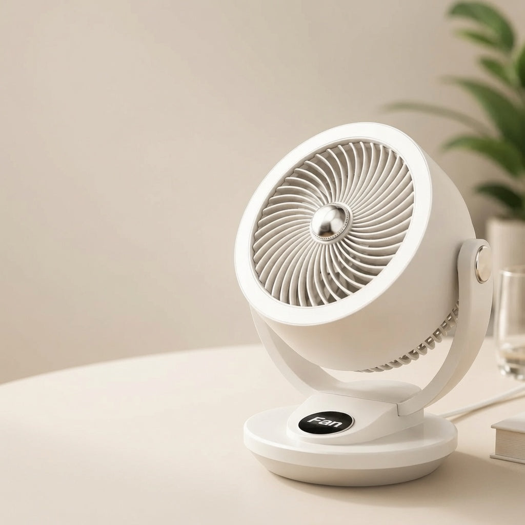 WindSfeer Compacte Tafelventilator Stil USB of Netvoeding 360° Luchtcirculatie