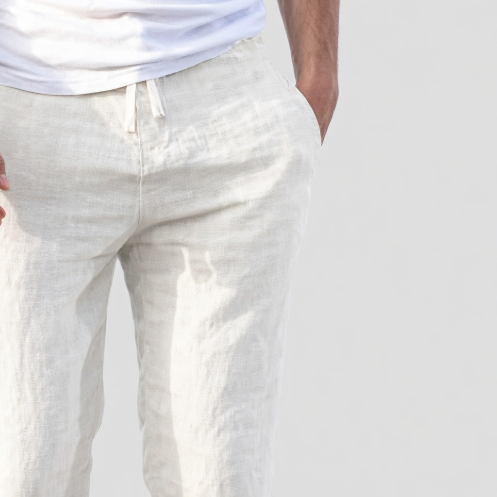 Luchtige Linnen Heren Broek met Trekkoord – Zomerse Comfort Fit
