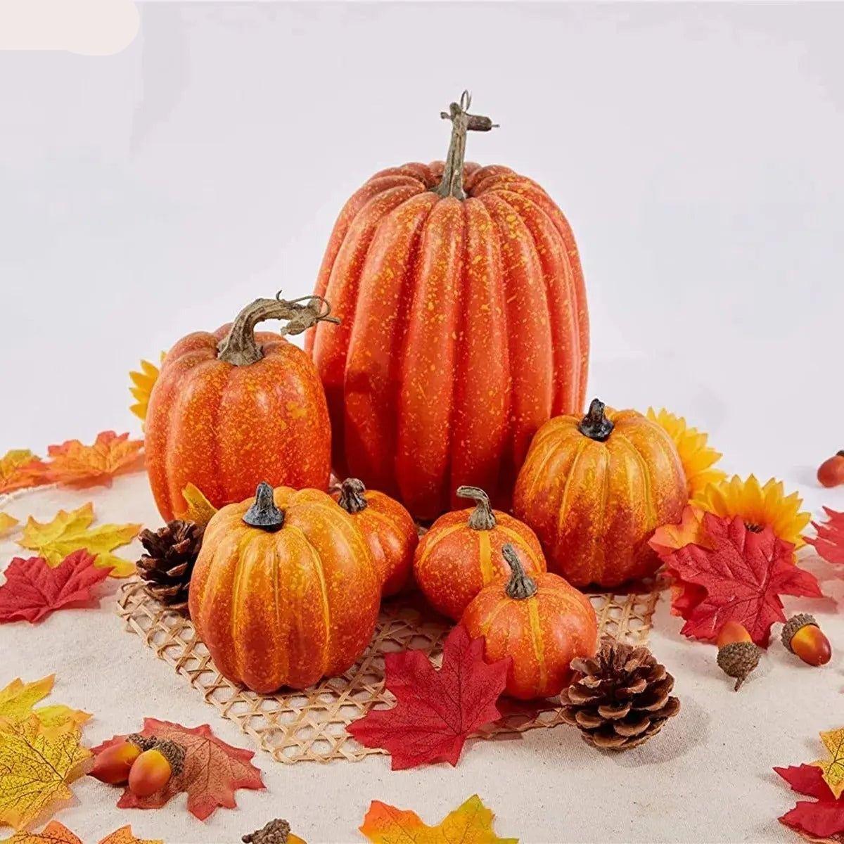 HerfstPomp Set van 7 Kunstpompoenen voor Herfstdecoratie
