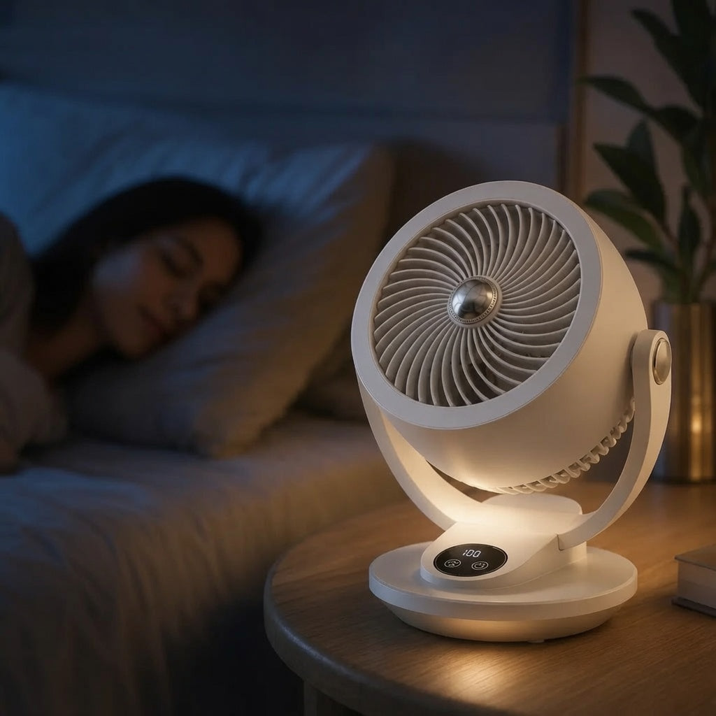 WindSfeer Compacte Tafelventilator Stil USB of Netvoeding 360° Luchtcirculatie
