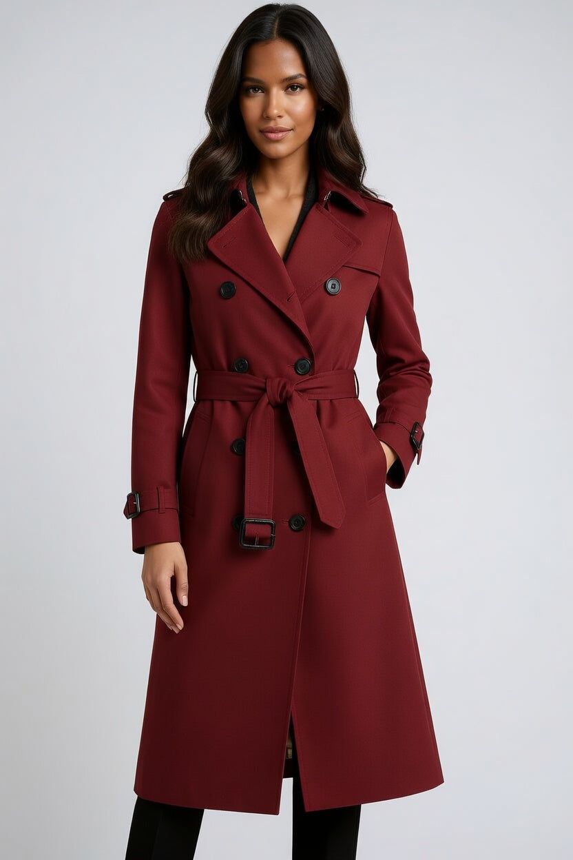 Marivelle Lange Dames Trenchcoat met Ceintuur en Dubbelrijig Design