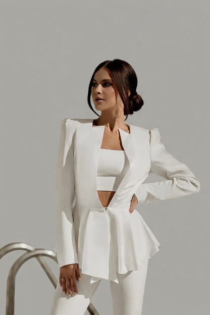 PowerChic Dames Broekpak 3-Delig met Blazer en Flared Broek