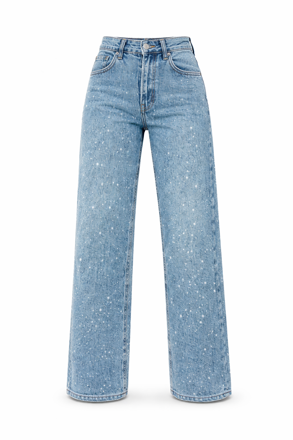 Lunéa Dames High Waist Jeans met Rechte Pijpen en Glans