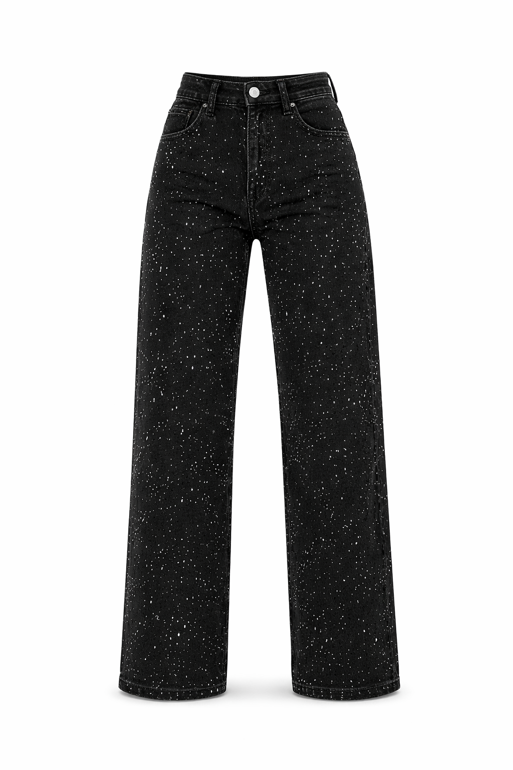 Lunéa Dames High Waist Jeans met Rechte Pijpen en Glans