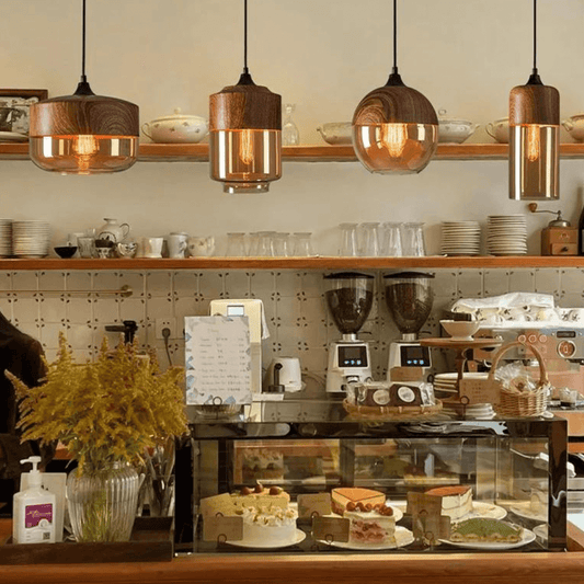 Royallure Scandinavische Houten Plafondlamp – Verstelbare houten en glazen kroon