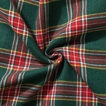 Kerst Kussenhoes 45x45 cm – Rood Groen met Sneeuwvlokmotief