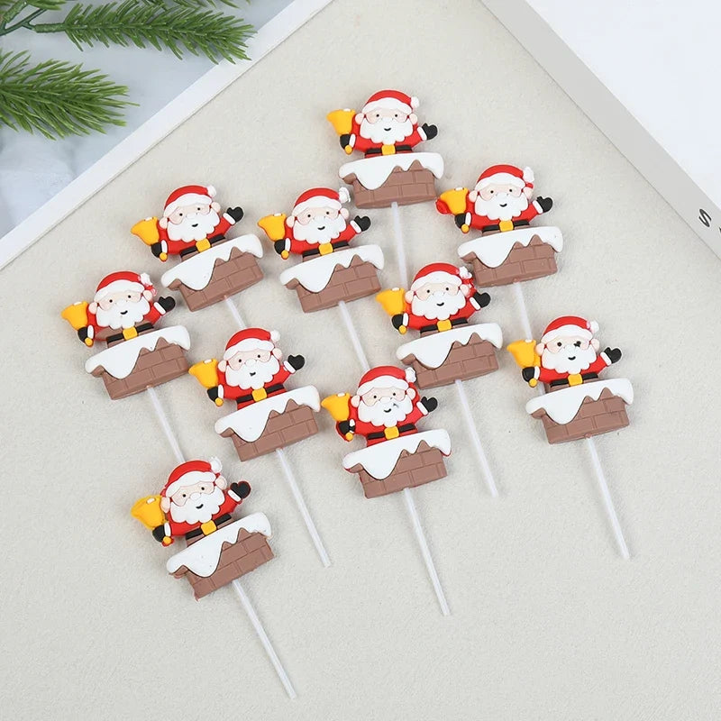 Kerstman Cake Toppers Set van 5 voor Cupcakes en Kerstgebak