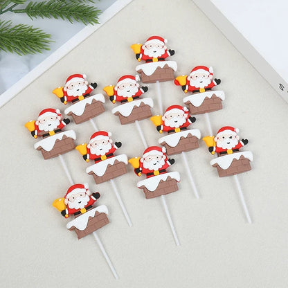 Kerstman Cake Toppers Set van 5 voor Cupcakes en Kerstgebak
