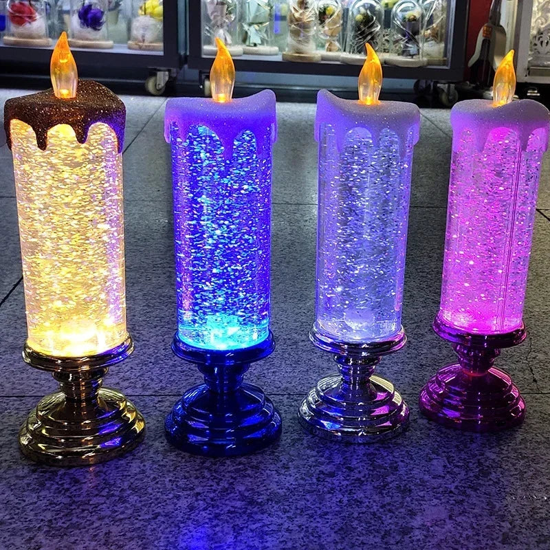 GlitterVlam Noëlle – LED Kerstkaars met Kleurverandering en Glitter