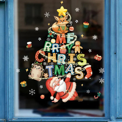 Raamdecoratie - Feestelijke decoratie met kerstman en dieren voor een gezellige kerst