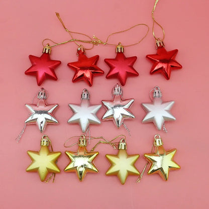 Sterren Kersthangers – Set van 12 Decoratieve Sterren van 5 cm
